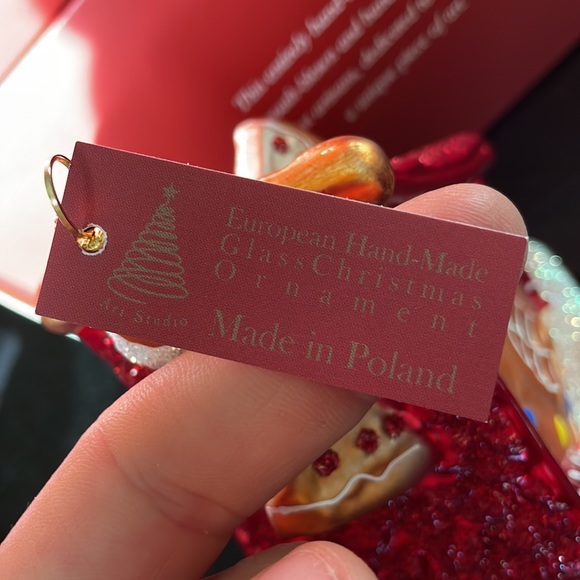 NWT GLASSWARE ART STUDIO Gingerbread house Glass Christmas Ornament - Picture 5 of 7